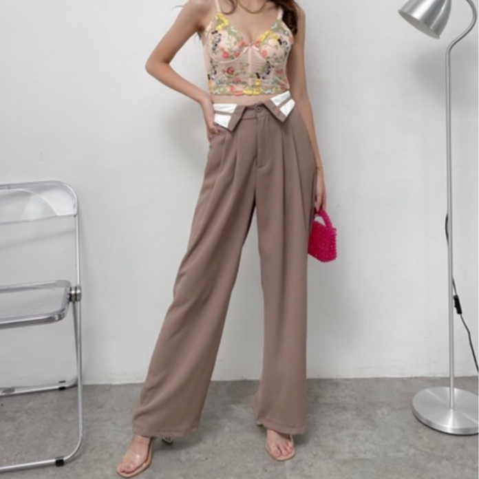 Nayra Pants Collar Pants Wide Pants Kulot Highwaist | Celana Import Bangkok HOPYLOVY