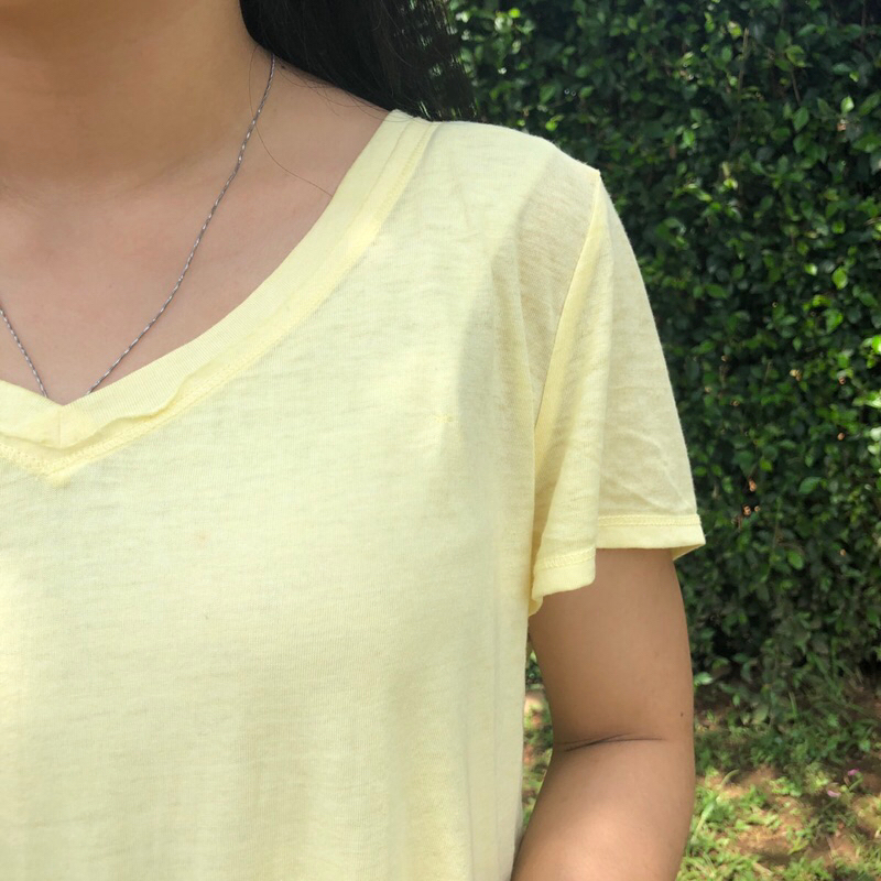 Defect Kuning Polos - Kaos Lengan Pendek - Atasan Wanita