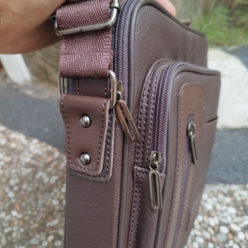 Tas Kantor Pria Kulit Sintetis Premium | Sling Bag Tas Bahu Pria Original Polozada Best Quality