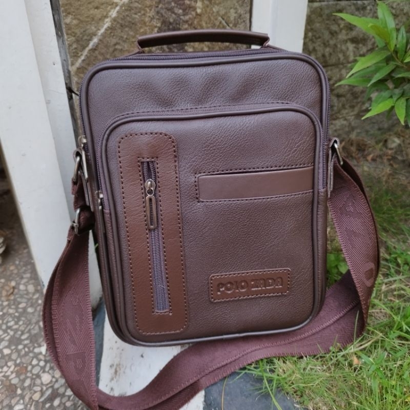 Tas Kantor Pria Kulit Sintetis Premium | Sling Bag Tas Bahu Pria Original Polozada Best Quality
