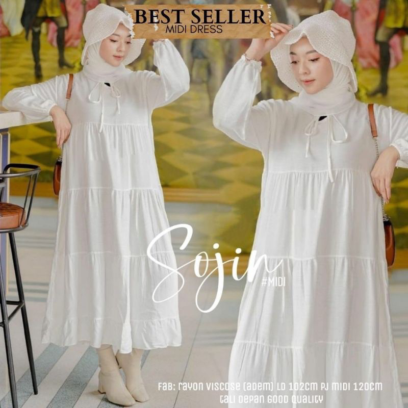 SoJin Midi Dress Rayon Premium Gamis Lebaran Terbaru