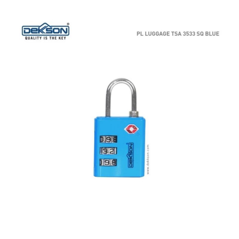 Padlock Dekkson Luggage TSA 3533 SQ BLUE - Gembok Koper Nomor Merk Dekkson
