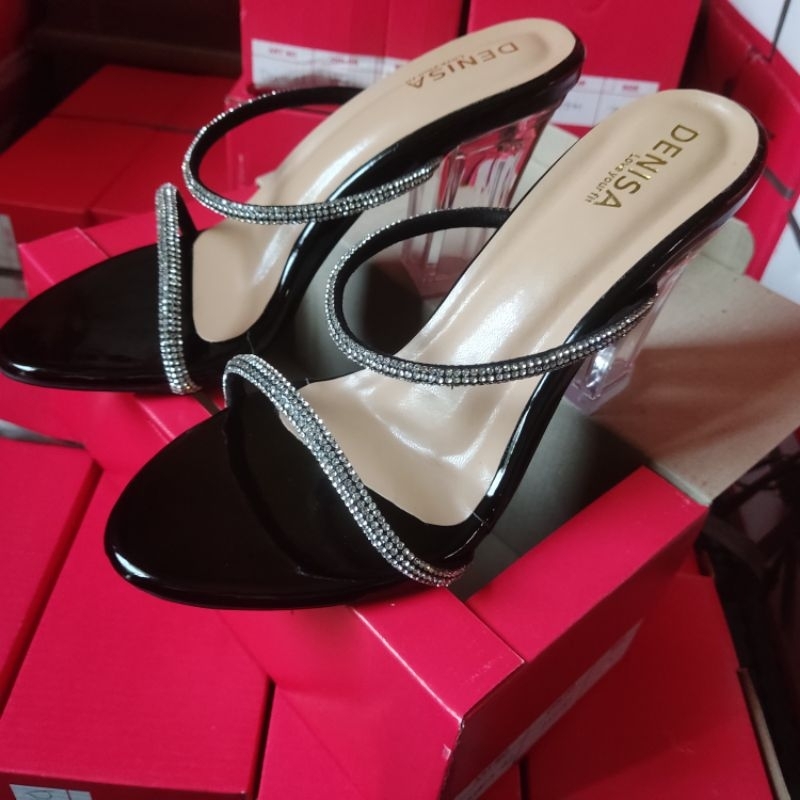 AMIRA 01 Sendal high heels 9 cm hak kaca heels wanita
