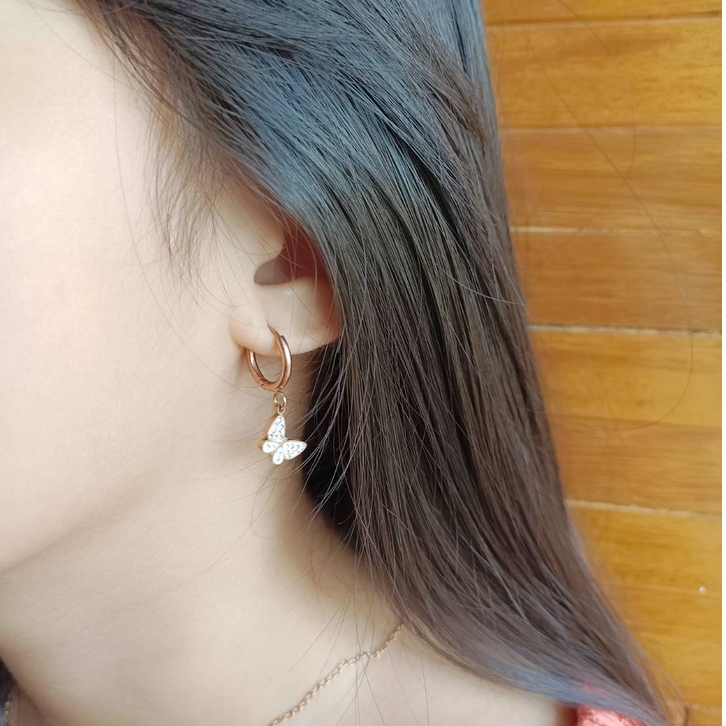 anting anak jepit kupu kupu asli titanium anti karat