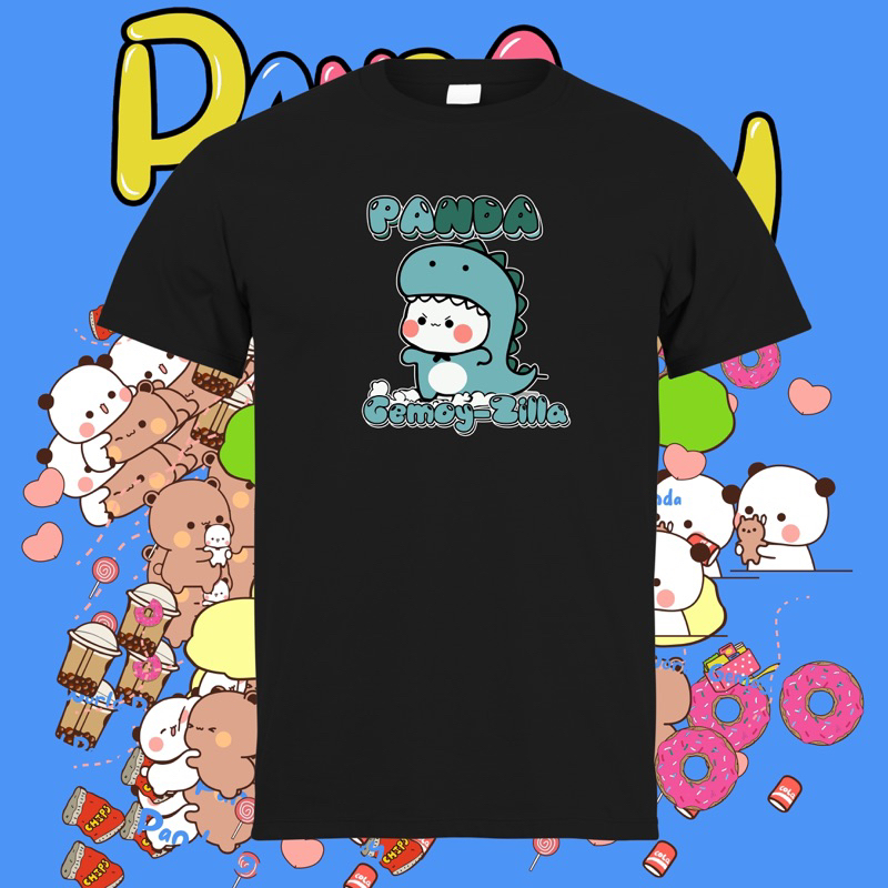 Kaos Stiker Whatsapp Panda Gemoy Zillaa Lucu T-shirt Unisex Pria Wanita Couple Pasangan Katun Lucu O