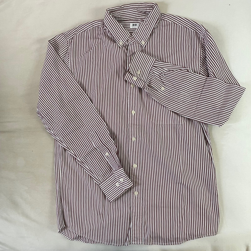 UNIQLO STRIPE SHIRT MAROON