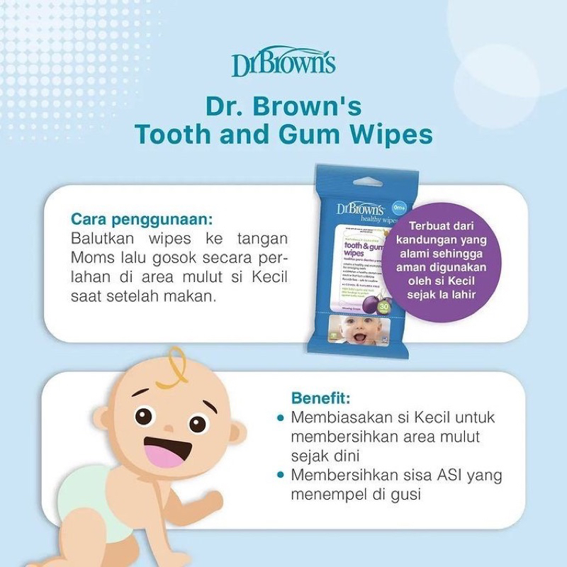 Dr Brown Tooth &amp; Gum Wipes 30 lbr Tooth and Gum Wipes Tisu Basah Bayi