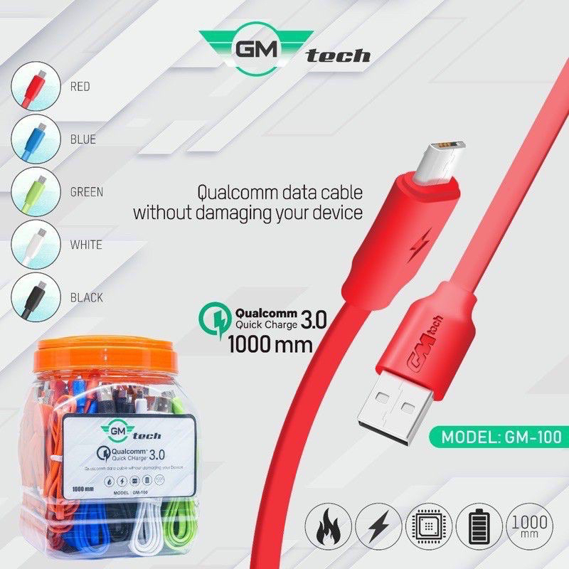 KABEL GMTECH GM100 MICRO USB 2A 1TOPLES ISI 50PCS KABEL DATA/CHARGER MICRO USB MURAH!!