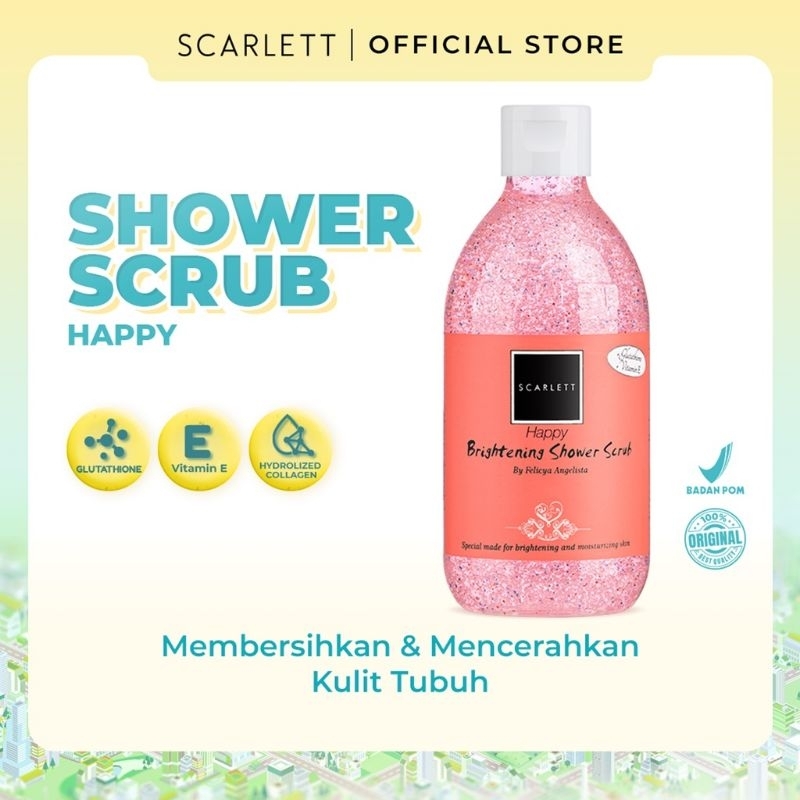 SCARLETT Whitening Brightening Shower Scrub (Sabun Mandi Cair) 300 ML