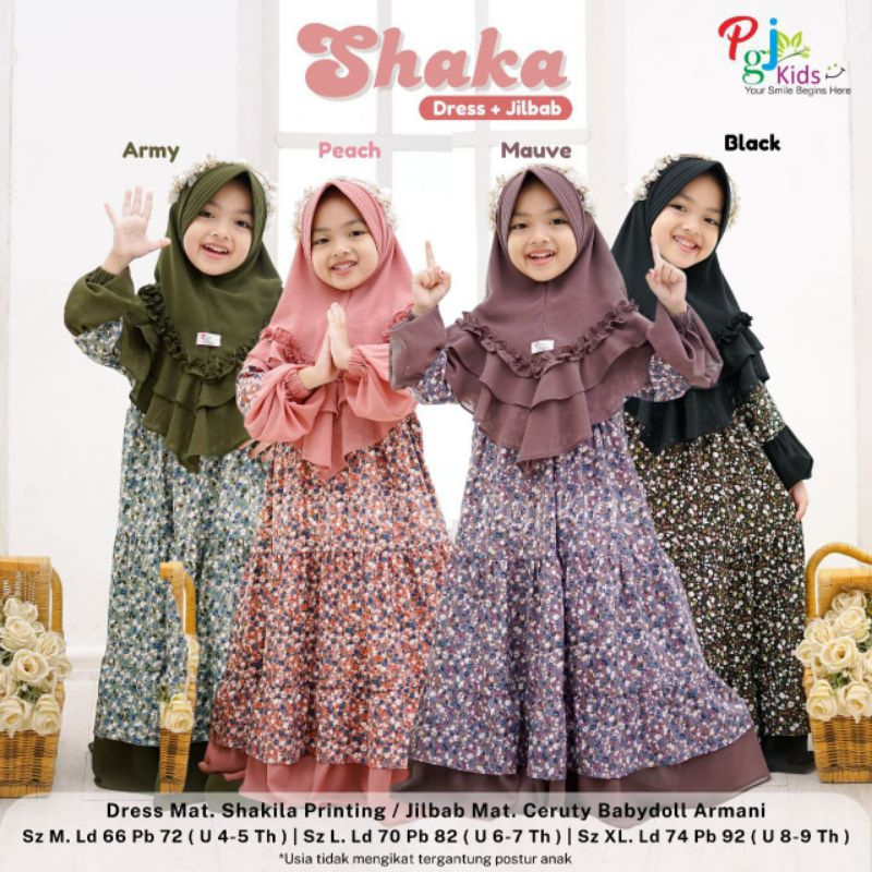 AGNIA GAMIS ANAK PEREMPUAN SET SYARI JILBAB REMAJA TANGGUNG UMUR 2-9 TAHUN BAHAN ADEM LEMBUT BY PGJ