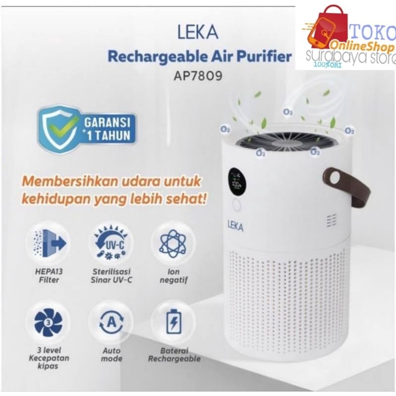 portable air purifier ( rechargeable ) HEPA13 filter anion LEKA AP7809
