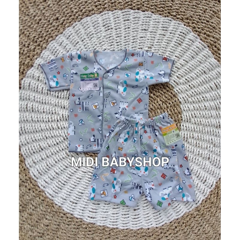 Setelan Pendek Bayi Baru Lahir Setelan Newborn Full Print Hany Baby SNI