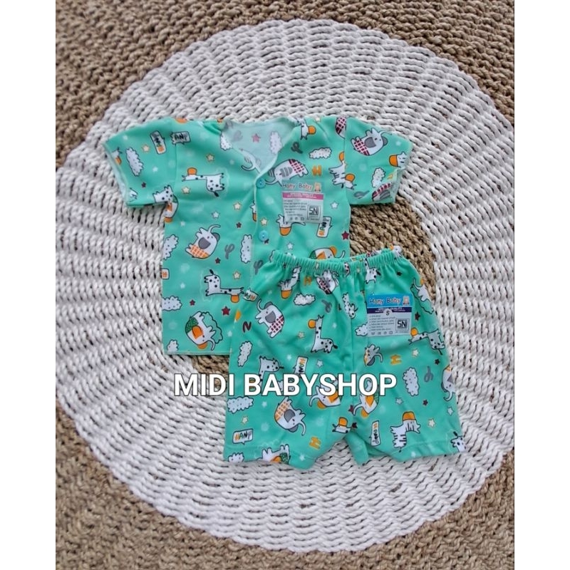 Setelan Pendek Bayi Baru Lahir Setelan Newborn Full Print Hany Baby SNI