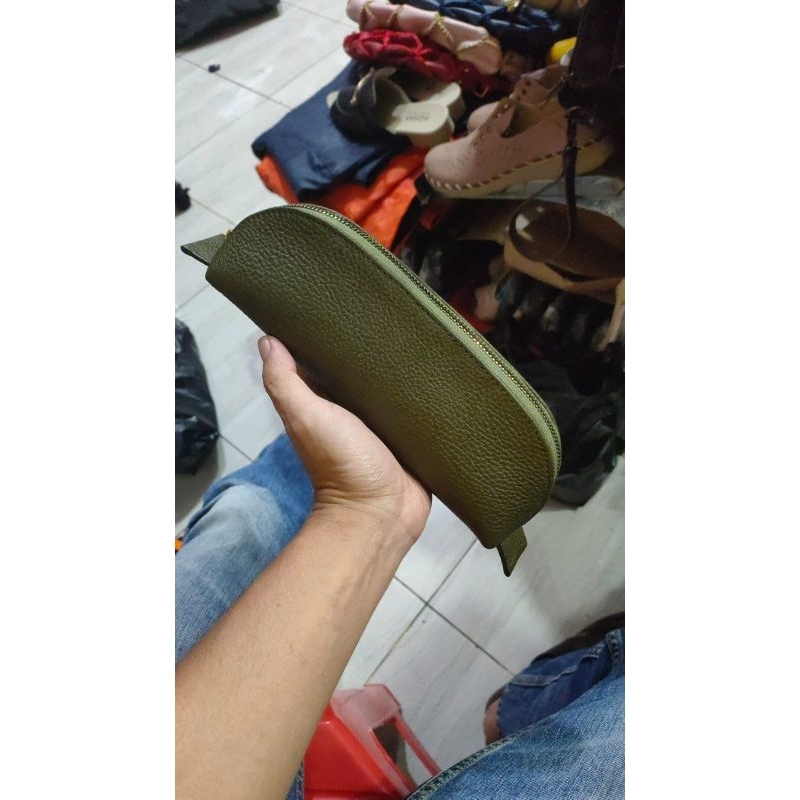 dompet kulit wadah bulpen dompet peratan tulis wadah kosmetik kecil asli sukaregang garut