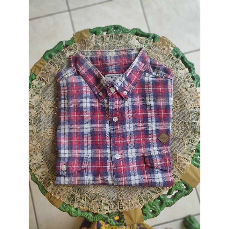 Kemeja Flanel Preloved, Kemeja Three Second, Kemeja Lengan Panjang, Kemeja Kotak Kotak, Original Bra