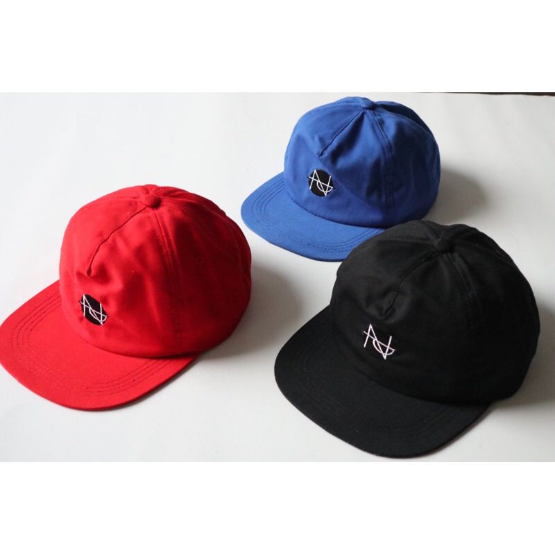 NOWPAPS-SIX PANEL LOGO BORDER MERAH/BIRU/HITAM.NOWPAPS LOGO SIX PANEL RED/BLUE/BLACK