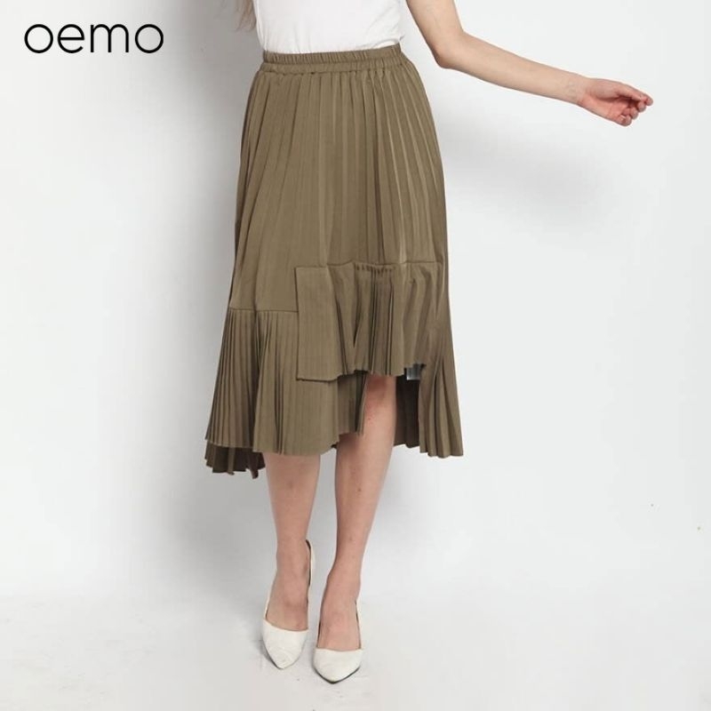 SALE OEMO Skirt Sateen Pleats With Asymmetric Details