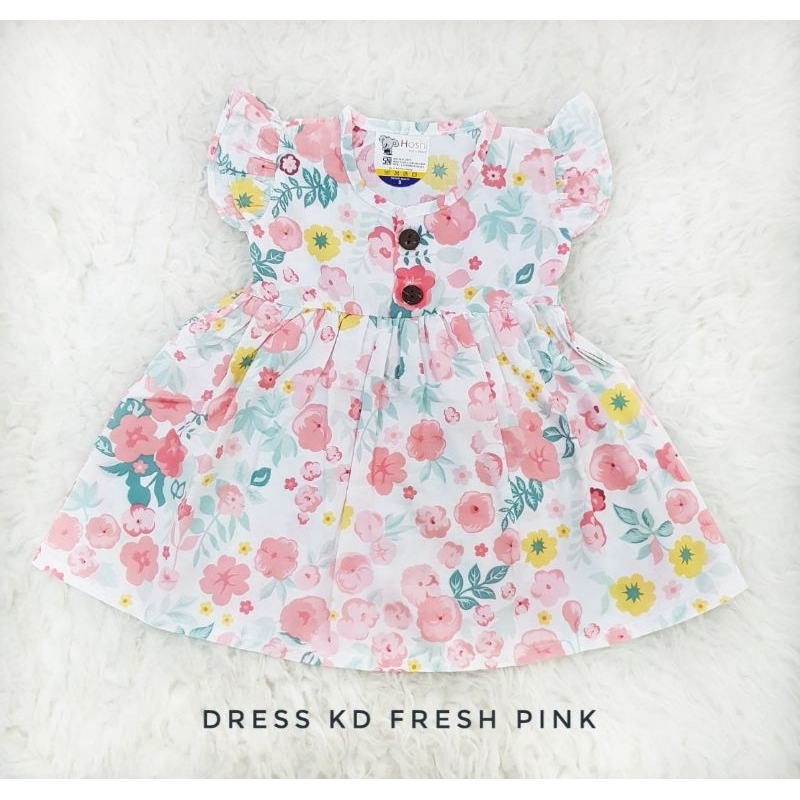 Dress Bayi Kancing Depan Dress Bayi Katun Dress Katun 6-12 bulan