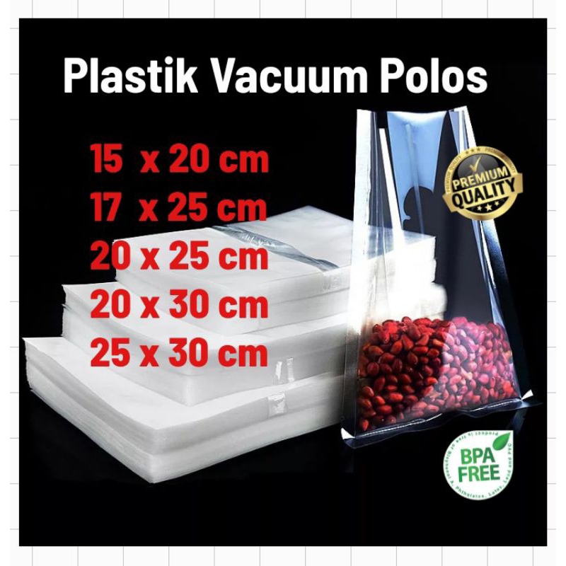 Plastik Vakum Polos (BUKAN EMBOSS) -1 pak isi 50 lbr / Plastik Vacuum Polos Kualitas Premium