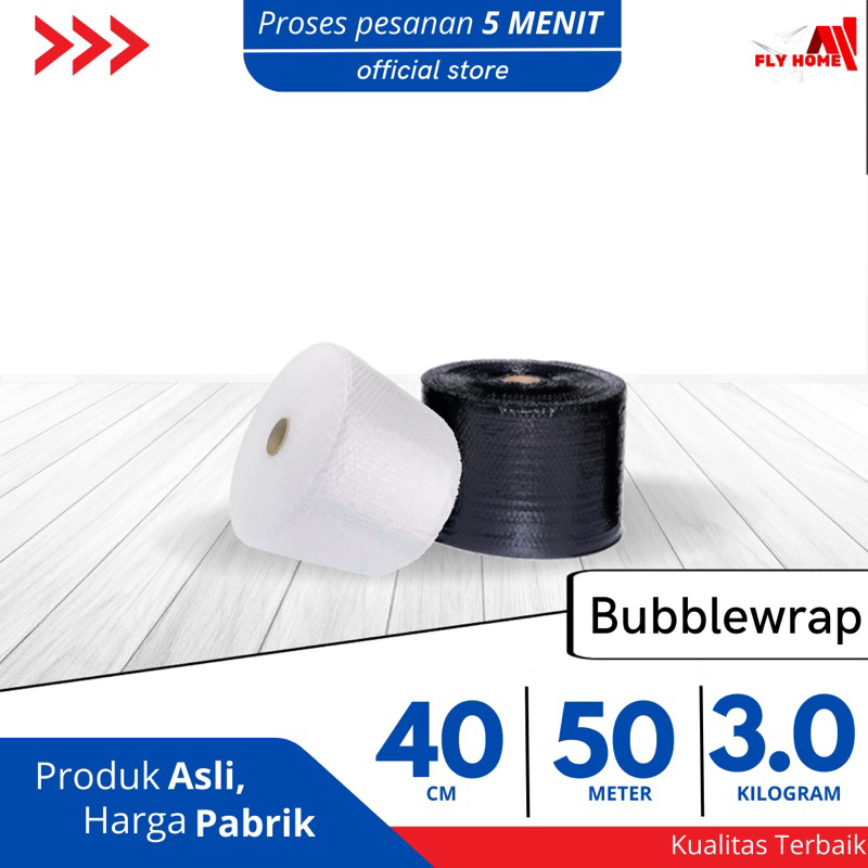 

FLYHOME Bubble wrap hitam putih roll 40cm potongan 50meter bubblewrap