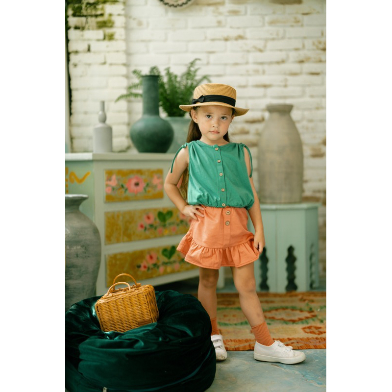 Bohopanna Wrinkle Top &amp; Sassy Skirt 1-10thn / Rok Anak