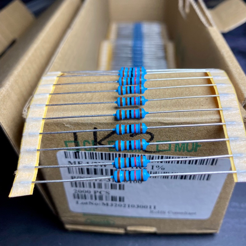 x10 resistor 1k2 1/2 watt metal film taiwan kaki tembaga