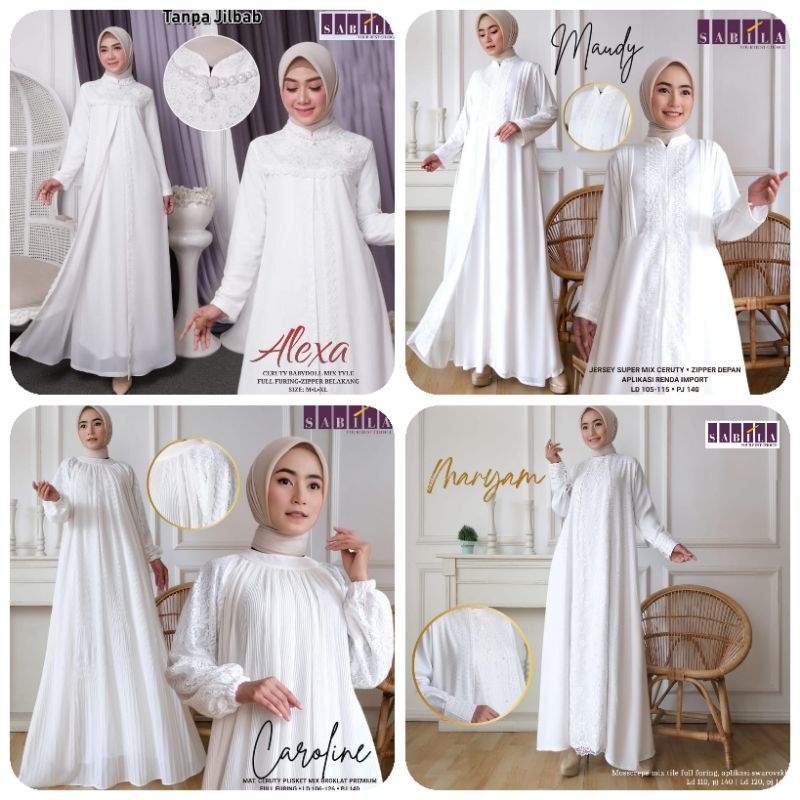 GAMIS PUTIH ORI SABILA || ALEXA, MAUDI, CAROLINE, MARYAM