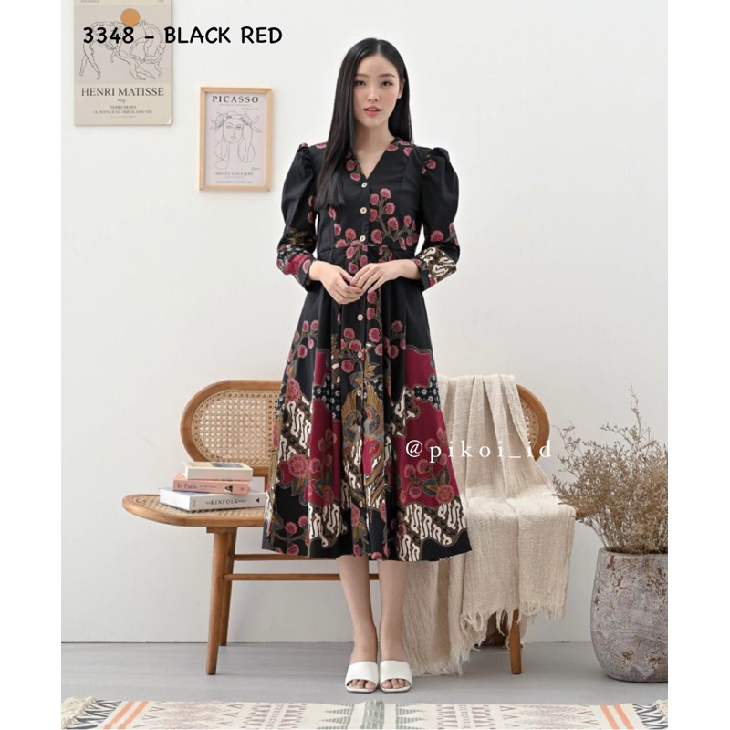 Pikoi_id | long dress batik wanita modern / maxi dress lengan panjang / long dres panjang 3348 258