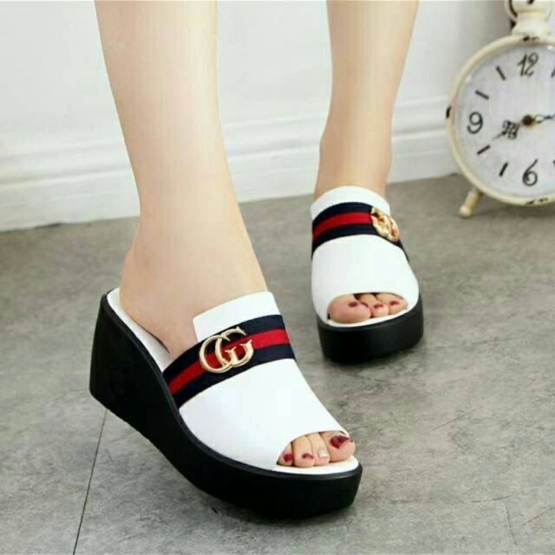 ABBUSHOES PH 22 sendal wedges wanita webing blory 7cm