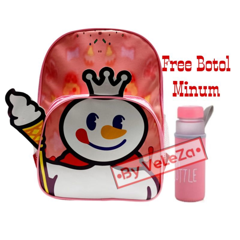 Tas Ransel Anak PAUD TK Karakter Mixuee ice cream 4in1 - tas + waistbag + topi + botol  minum - tas anak