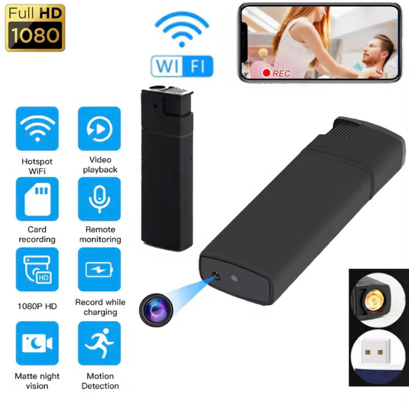 Camera Wifi Model Korek Api Lighter Kamera Tersembunyi Spy Cam CCTV Support Pantau Jarak Jauh