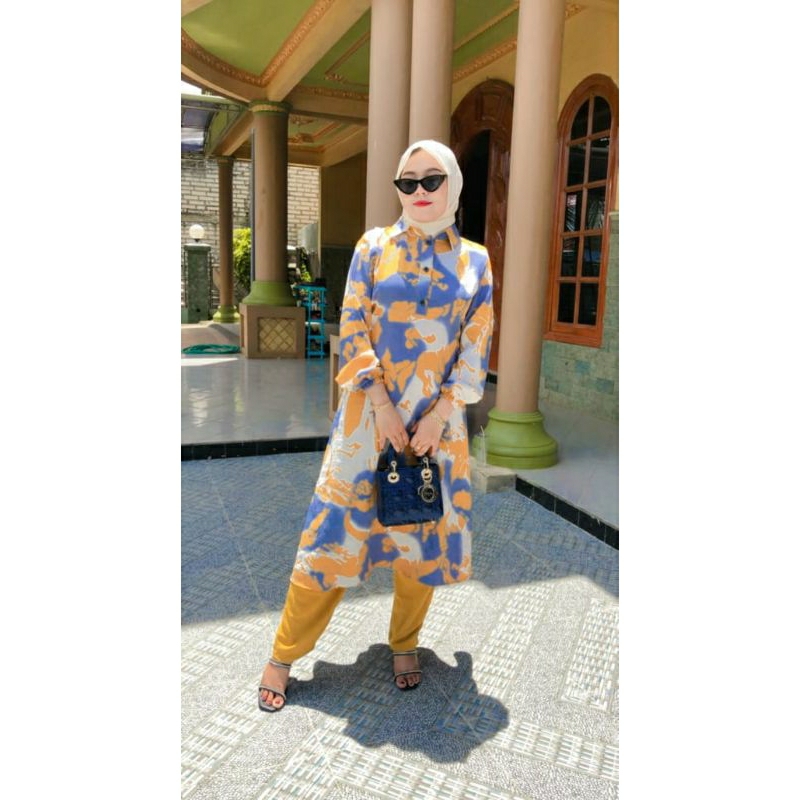 Setelan Motif bahan crinkle