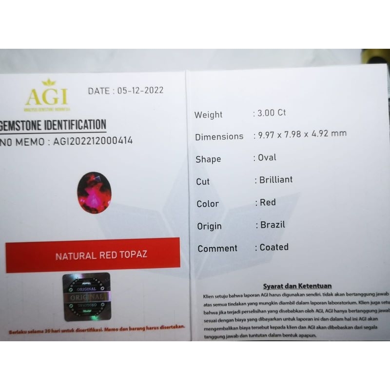 LOSETONE RED TOPAZ CUTTING + MEMO LAB ASLI NATURAL