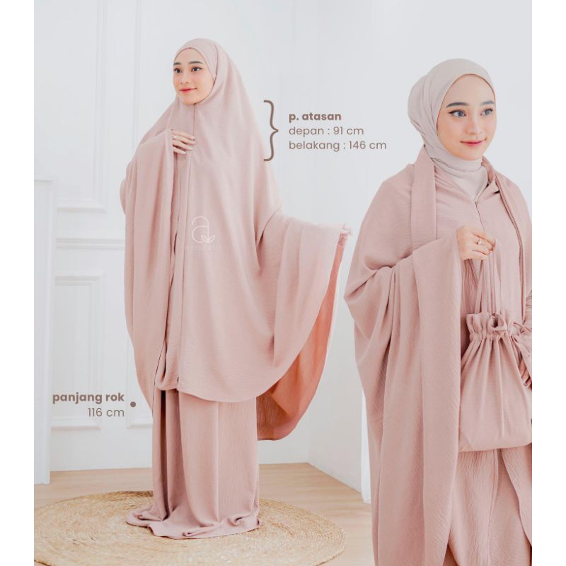 AZMEELA MUKENA MECCA PRAYER SET CRINKLE AIRFLOW