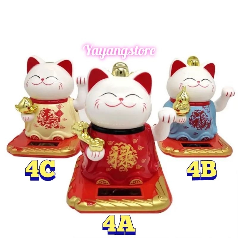 [ Tanpa Baterry ] Maneki Neko Lucky Cat Solar Kucing Hoki Kucing Uang Bawa rezeki Emas Keberuntungan