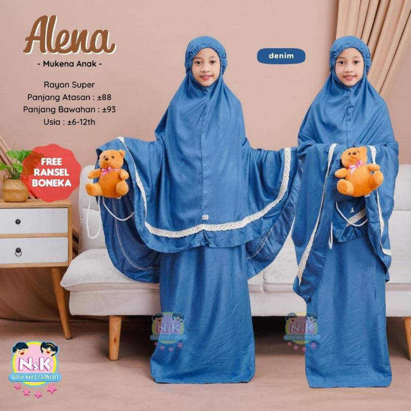 MUKENA ANAK RAYON VISCOSE PREMIUM NYAMAN FREE TAS BONEKA ALENA NAJWA ORI NSK