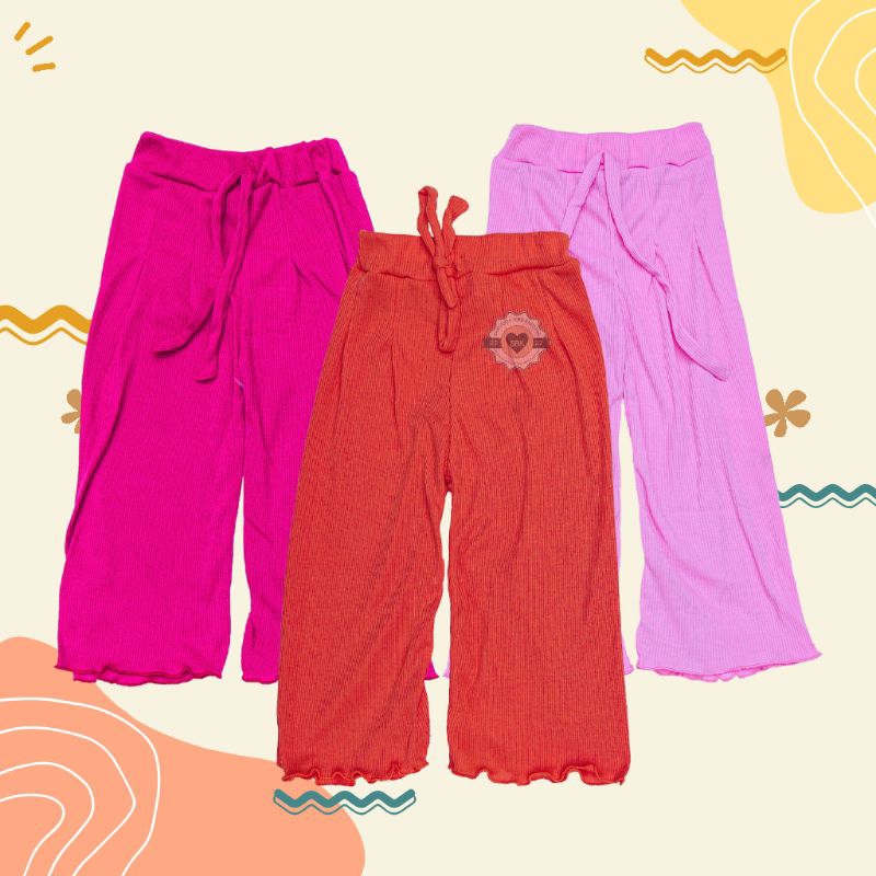 Celana Anak Perempuan KULOT Rib Curly Ruffle Knit Tee | Celana Bawahan Anak Perempuan Bahan Rib Knit