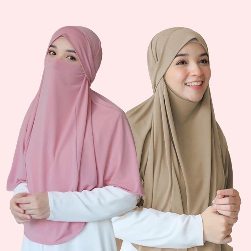 Jilbab Kerudung Khimar French Niqob Cadar 2 In 1 Jersey