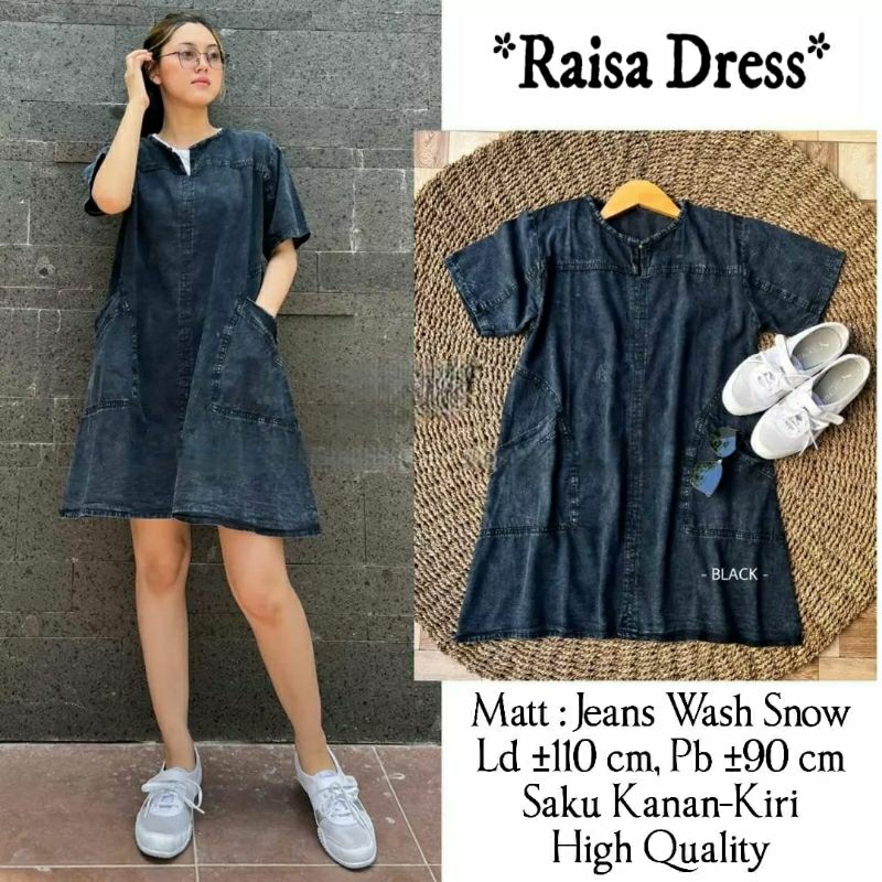 RAISA DRESS - DRESS WANITA KEKINIAN - ATASAN JEANS WANITA