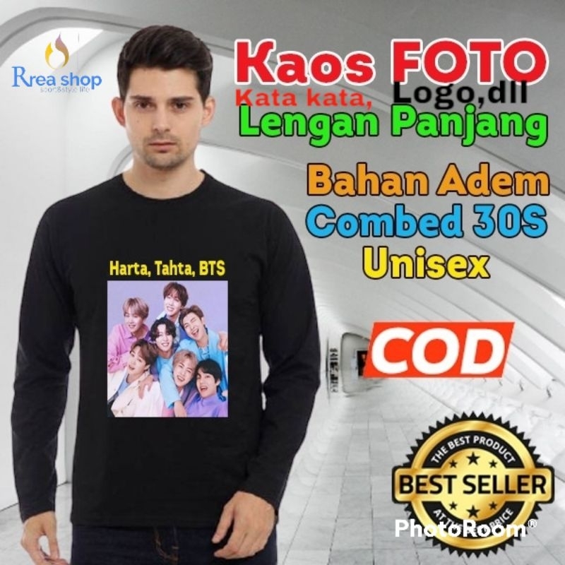 KAOS DEWASA LENGAN PANJANG CUSTOM SABLON NAMA/LOGO/FOTO