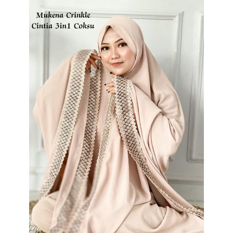 Mukena Dewasa 3 In 1 Traveling Crinkle Airflow Cintya