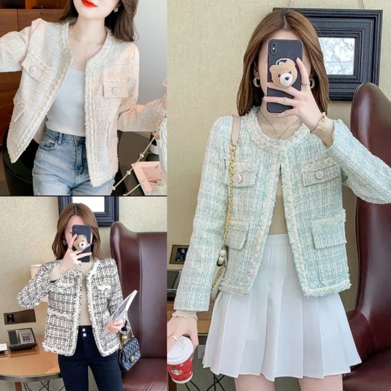 VN NOONA PEARL TWEED BLAZER  /  OUTER TWEED KOREAN WINTER  AUNTUM FANCY