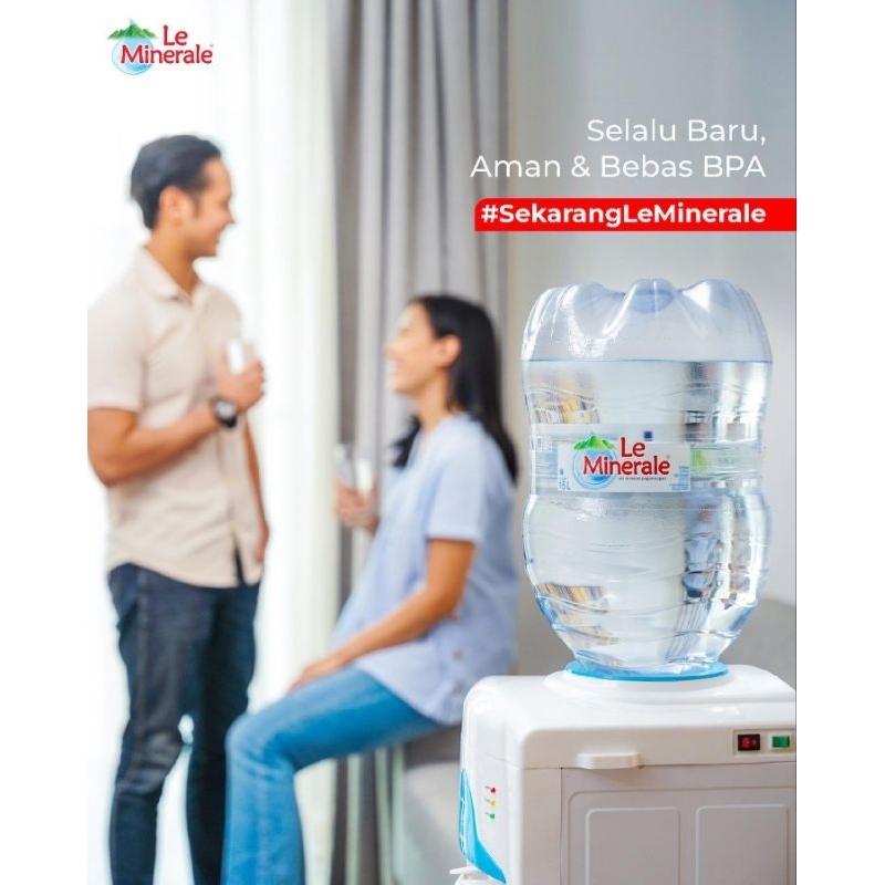 Le Minerale Air Mineral Galon + isi 15 Liter / Galon Sekali Pakai [BANDUNG GRAB GOJEK ONLY]