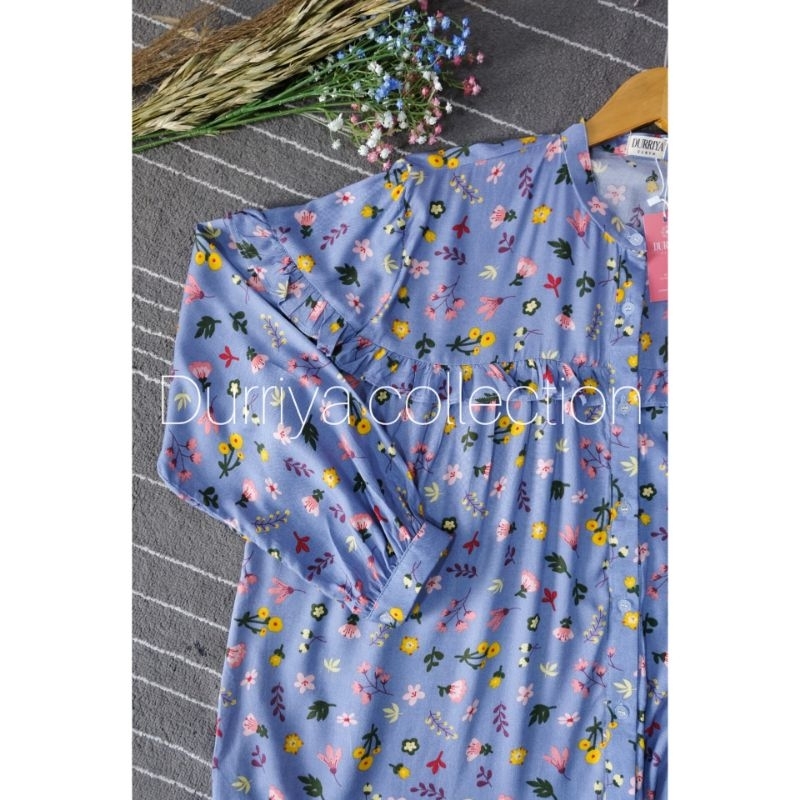 tunik atasan motif biru EMILIA Series | fashion wanita termurah & terlaris tunik kekinian baju kerja