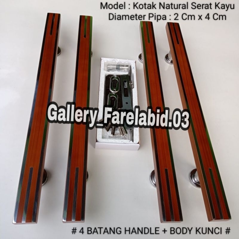 Handle Pintu Rumah Stainless Steel 100 Cm Set Kunci Gagang 80 Cm Pegangan Tarikan Pintu Kupu Tarung Minimalis 1 Meter