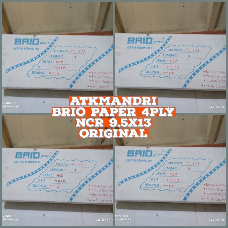 

BRIO PAPER KERTAS 4PLY NCR 9,5X13 ORIGINAL NEW