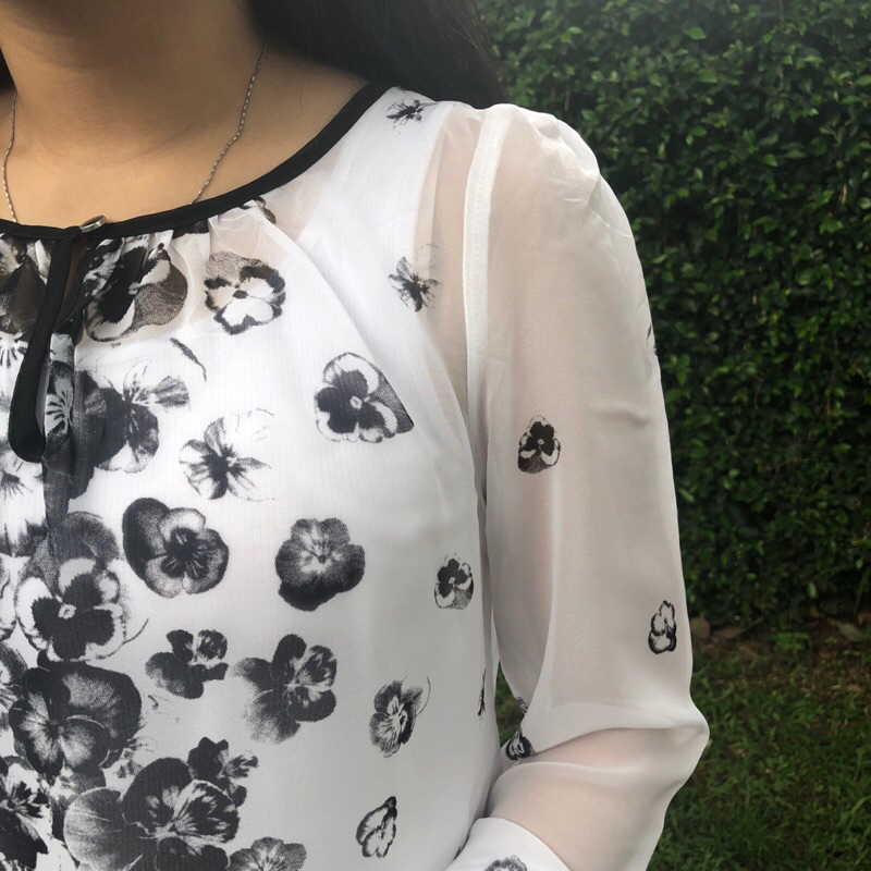 Bunga BW Panjang - Blouse Sifon - Atasan Motif Bunga