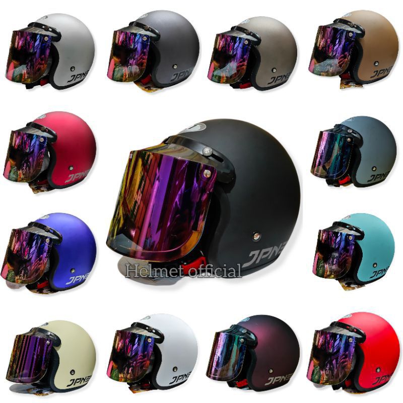 HELM JPN RETRO KACA DATAR PELANGI