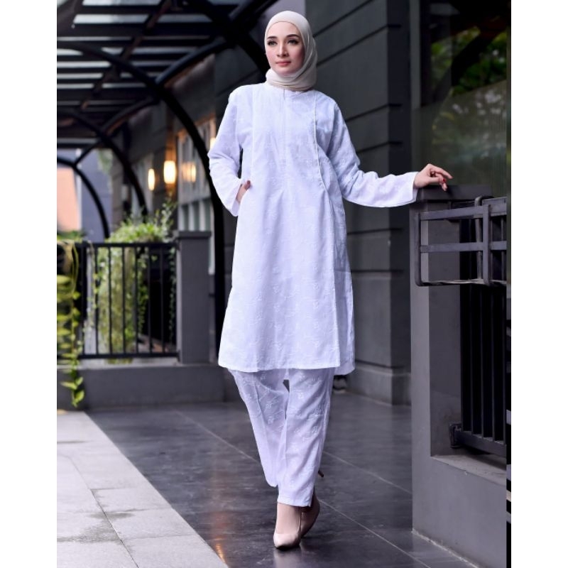 Stelan Wanita Katun Bordir / Setelan Tunik Celana Katun Bordir Premium Exclusive / Set Celana Tunik 