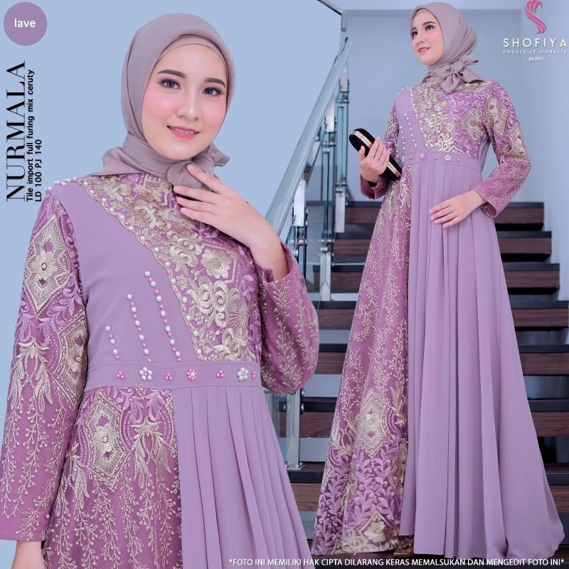 baju gamis lebaran elegan terbaru nurmala maxy ori shofiya